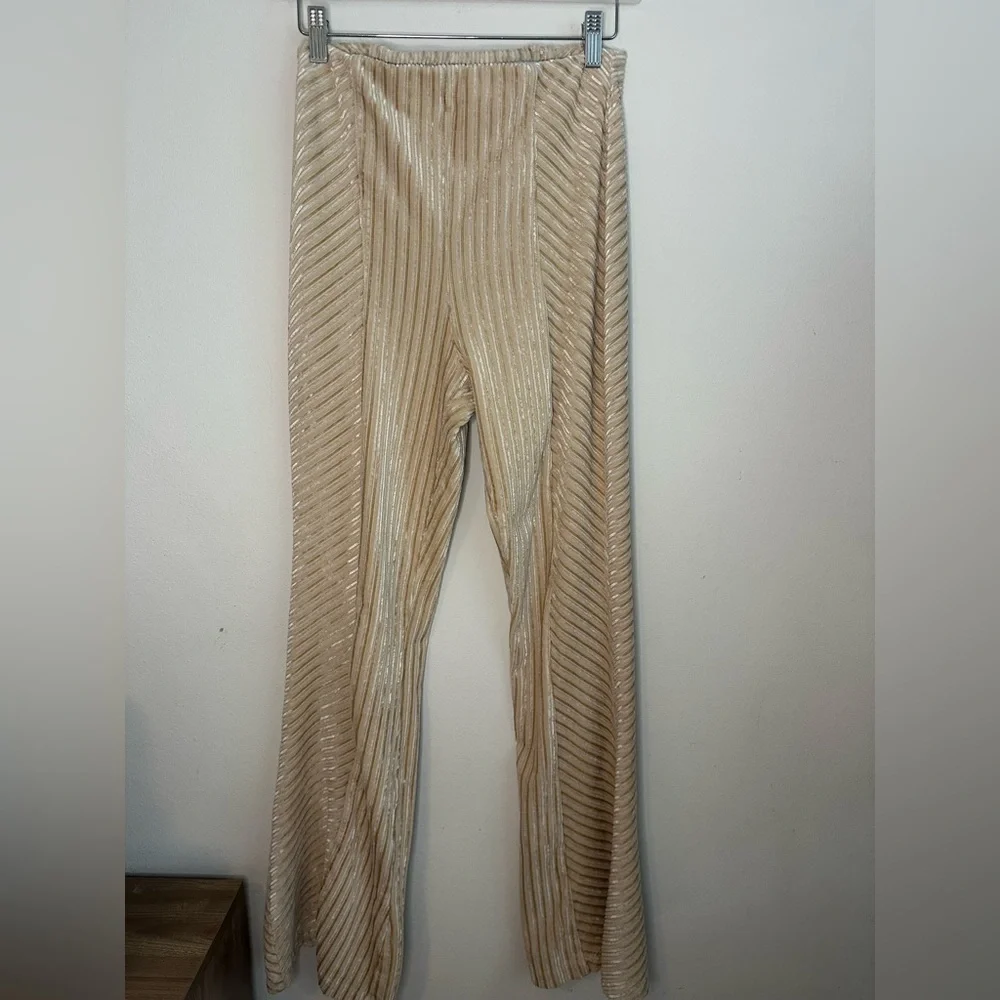 Free people pull on velvet flare pants high waisted Large cream